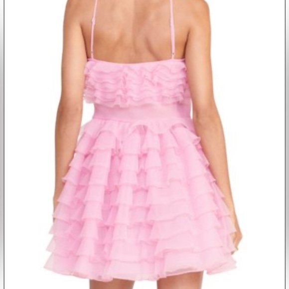 STAUD Pink Ruffled Mini Dress - Picture 4 of 13
